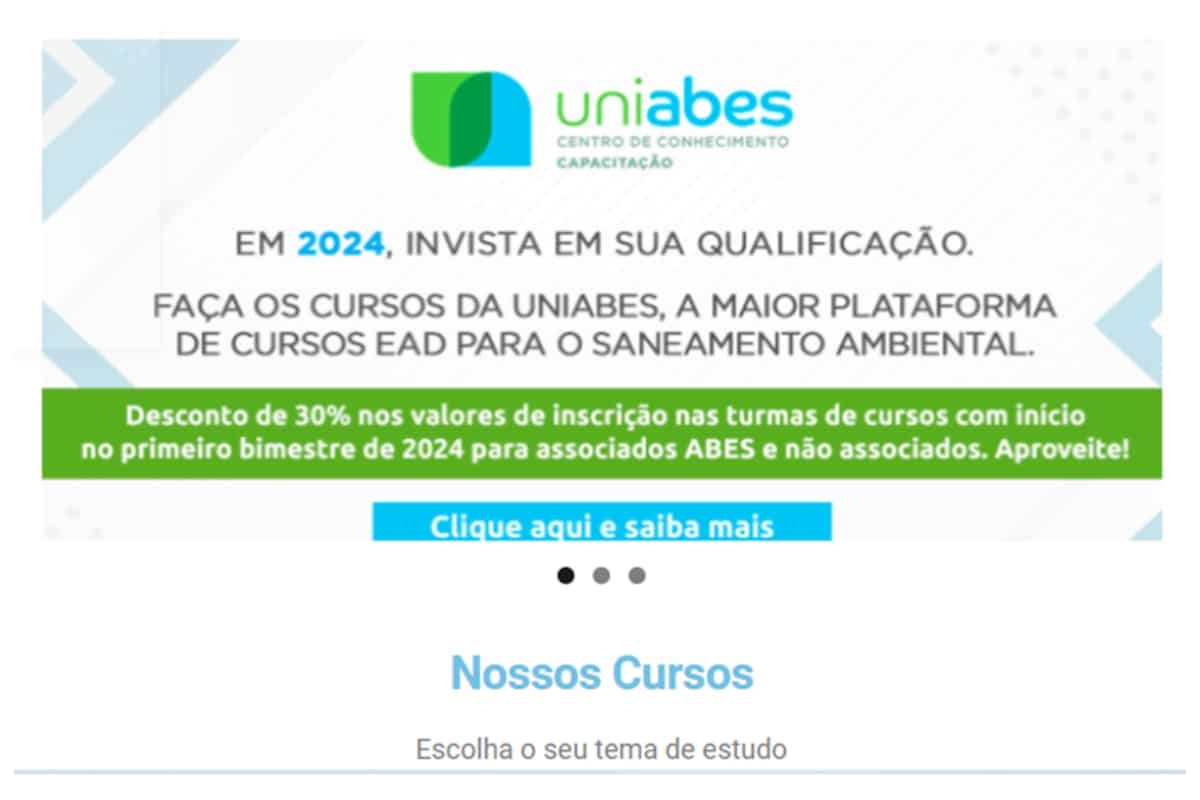 Leia mais sobre o artigo A Uniabes encontra-se com as inscrições abertas para Cursos EAD voltados ao Saneamento Ambiental